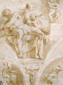 The Prophet Jonah and Two Destroyed Lunettes von Giorgio Giulio Clovio