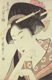 Bust portrait of the heroine Kioto of the Itoya von Kitagawa Utamaro