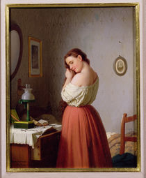 Young Woman Plaiting her Hair by Meyer von Bremen