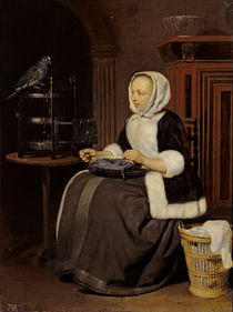 Young Girl at Work by Gabriel Metsu