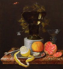 A Still Life with a Glass and Fruit on a Ledge von Wilhelm Ernst Wunder