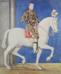 Equestrian Portrait Presumed to be Dauphin Henri II c.1543 by Francois Clouet