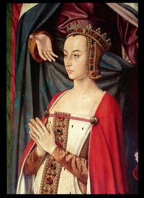 Anne of France, right wing of the Bourbon Altarpiece by Master of Moulins