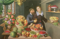Man and Woman Before a Table Laid with Fruits and Vegetables von Georg Flegel