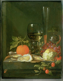 Still Life of Oysters, Grapes von Jacob van Walscapelle