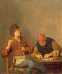 Two Smokers in an Interior by Adriaen Jansz. van Ostade