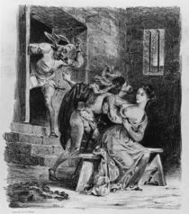 Faust rescues Marguerite from her prison by Ferdinand Victor Eugene Delacroix