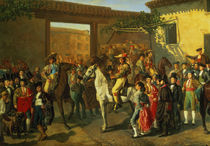 Horses in a Courtyard by the Bullring before the Bullfight by Manuel Castellano