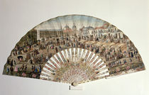 Fan depicting the Plaza de la Cebada by Spanish School