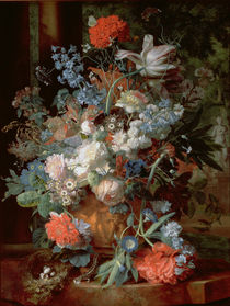 Bouquet of Flowers in a Landscape von Jan van Huysum