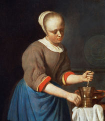 Young girl with a pestle and mortar von Gabriel Metsu