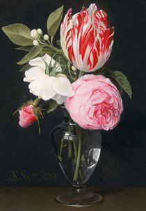 Flowers in a glass vase by Daniel Seghers