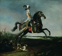 Equestrian Portrait of Marie-Antoinette in Hunting Attire von Louis Auguste Brun or Brun de Versoix