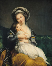 Self portrait in a Turban with her Child by Elisabeth Louise Vigee-Lebrun