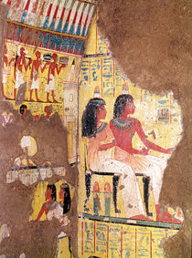 The painter Maie and his wife seated by Egyptian 18th Dynasty