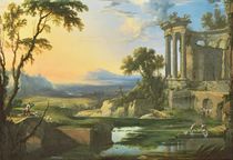 Italian landscape with ruins by Pierre Patel