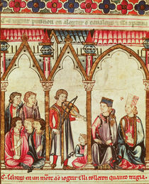 Group of Troubadours, illustration from "Cantigas de Santa Maria" by Spanish School