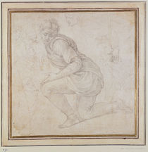 Inv. 5211-75 Fawkener Recto Kneeling man von Michelangelo Buonarroti