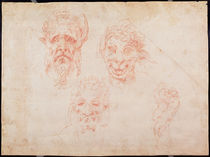 W.33 Sketches of satyrs' faces von Michelangelo Buonarroti