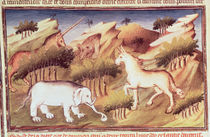 Ms Fr 2810 f.59v, Mythical animals in the wilderness by Boucicaut Master