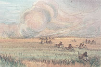 Missouri prairie fire by George Catlin