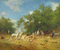 Arab Horsemen Resting in the Forest von Eugene Fromentin