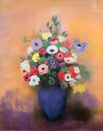 Anemones and lilac in a Blue Vase von Odilon Redon