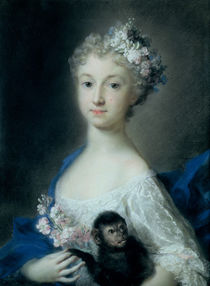 Girl holding a monkey von Rosalba Giovanna Carriera