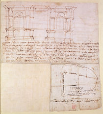 W.23r Architectural sketch with notes von Michelangelo Buonarroti