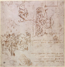 W.3v Roughly sketched designs for furniture and decorations von Michelangelo Buonarroti