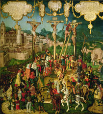 Crucifixion, central panel of the Mompelgarter Altarpiece von Matthias Gerung or Gerou
