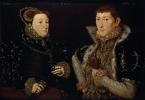 Lady Mary Nevill and her son Gregory Fiennes von Hans Eworth or Ewoutsz