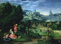 The Rest on the Flight into Egypt von Master of the Female Half Lengths