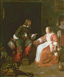 A maid and an officer, c.1660-70 by Gabriel Metsu