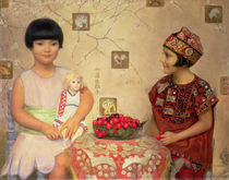 Two children with a bowl of cherries von Franz von Matsch