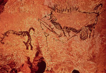 Rock painting of a hunting scene by Prehistoric