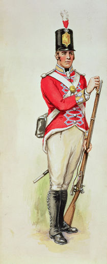 British soldier in Napoleonic times carrying a musket by English School