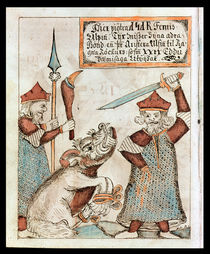 The Norse god Tyr losing his hand to the bound wolf by Icelandic School