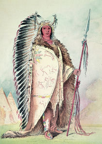 Sioux chief, 'The Black Rock' by George Catlin