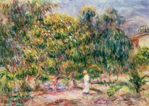 The woman in white in the garden of Les Colettes by Pierre-Auguste Renoir