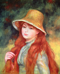 Young girl with long hair, or Young girl in a straw hat, 1884 by Pierre-Auguste Renoir