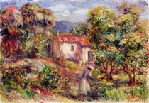 Woman picking Flowers in the Garden of Les Colettes at Cagnes von Pierre-Auguste Renoir