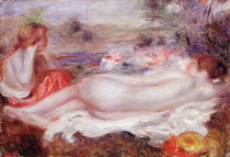 Bather reclining and a young girl doing her hair by Pierre-Auguste Renoir