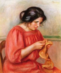Gabrielle darning, 1908 by Pierre-Auguste Renoir
