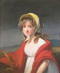 Portrait of a girl wearing a red shawl by Richard Westall