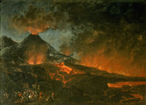 Vesuvius Erupting by Italian School