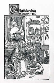 St. Jerome in his study pulling a thorn from a lion's paw by Albrecht Dürer