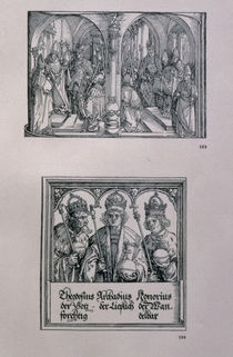 The Triumphal Arch of Emperor Maximilian I : detail showing two panels von Albrecht Dürer