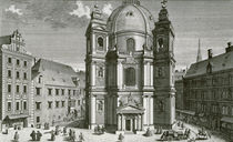 View of the Peterskirche, Vienna engraved by Johann Bernard Hattinger by Salomon Kleiner