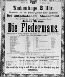 Poster advertising 'Die Fledermaus' by Johann Strauss the Younger by Austrian School